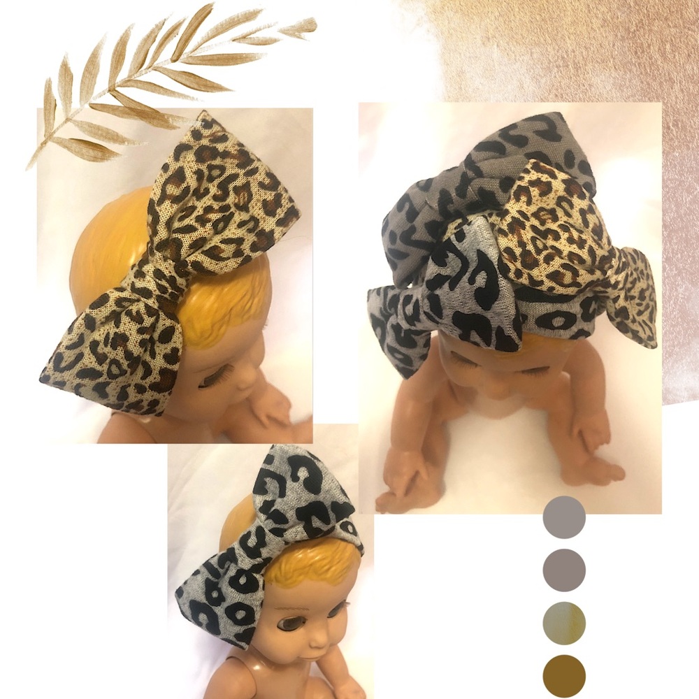 3 Large Leopard Print Headband Bows NWT